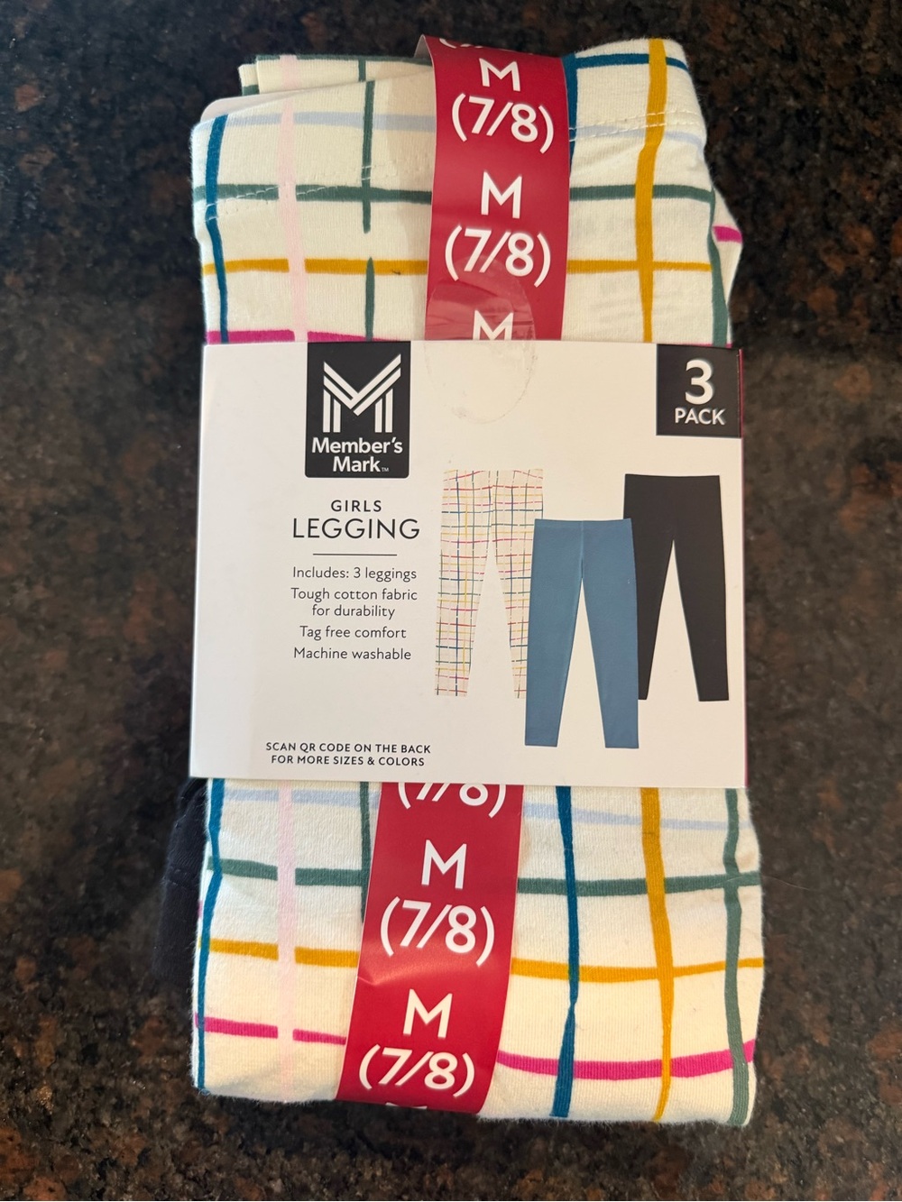 Girls' Leggings - 3 Pack (M 7/8)